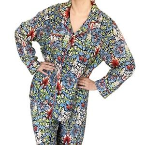 pajama set women Blue Floral Black Size 2X Shirt And Pants